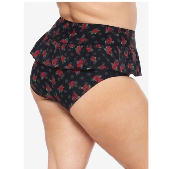 NWT Rose Skull Polka Dot Skirted High-Waisted Swim Bottoms Plus Size 0 Hot Topic - Picture 4 of 6